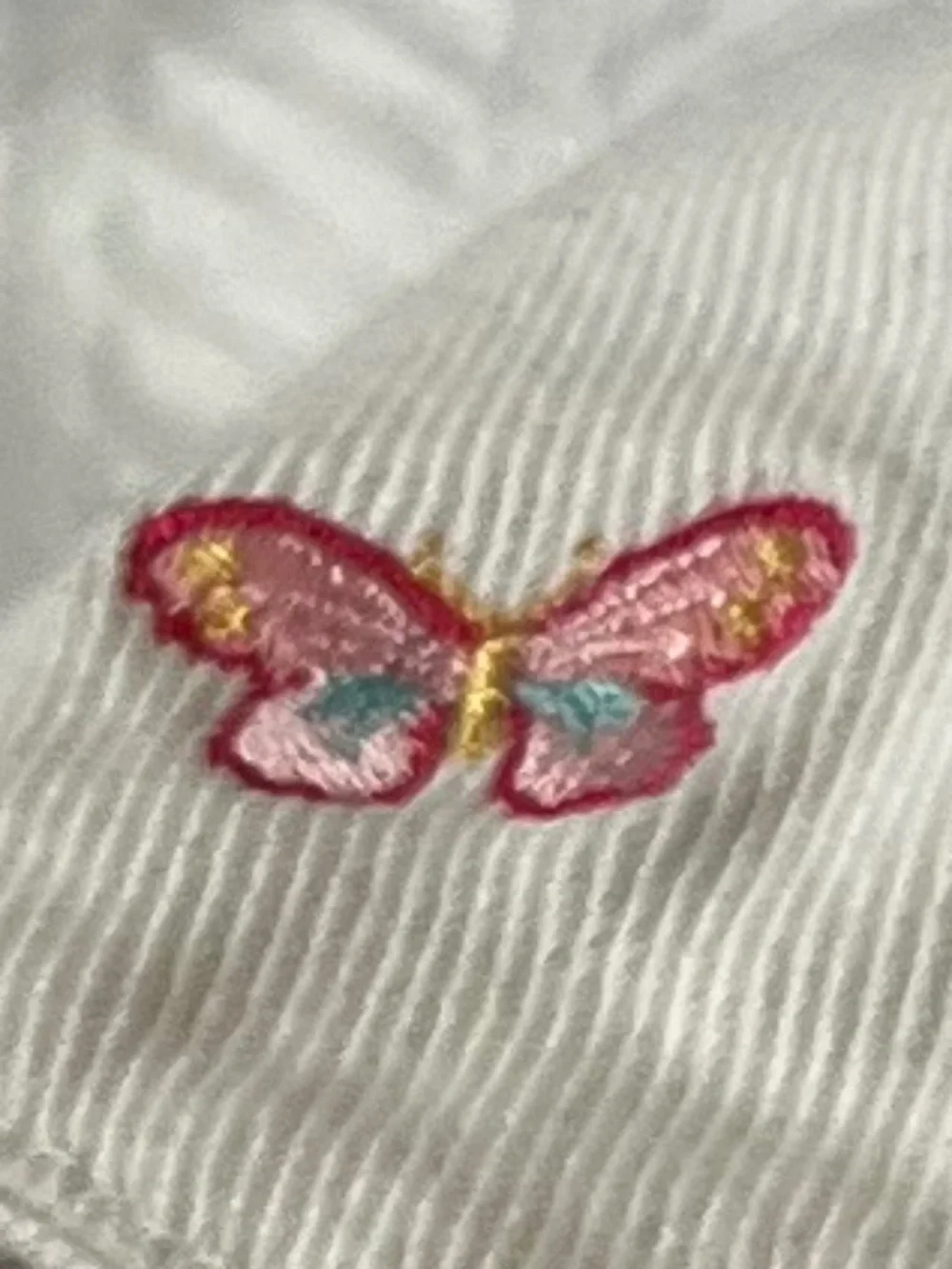 Gymboree Embroidered Butterflies White Bucket Sun Hat S/M 3-4 Years VTG